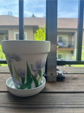 Iris painted flower pot